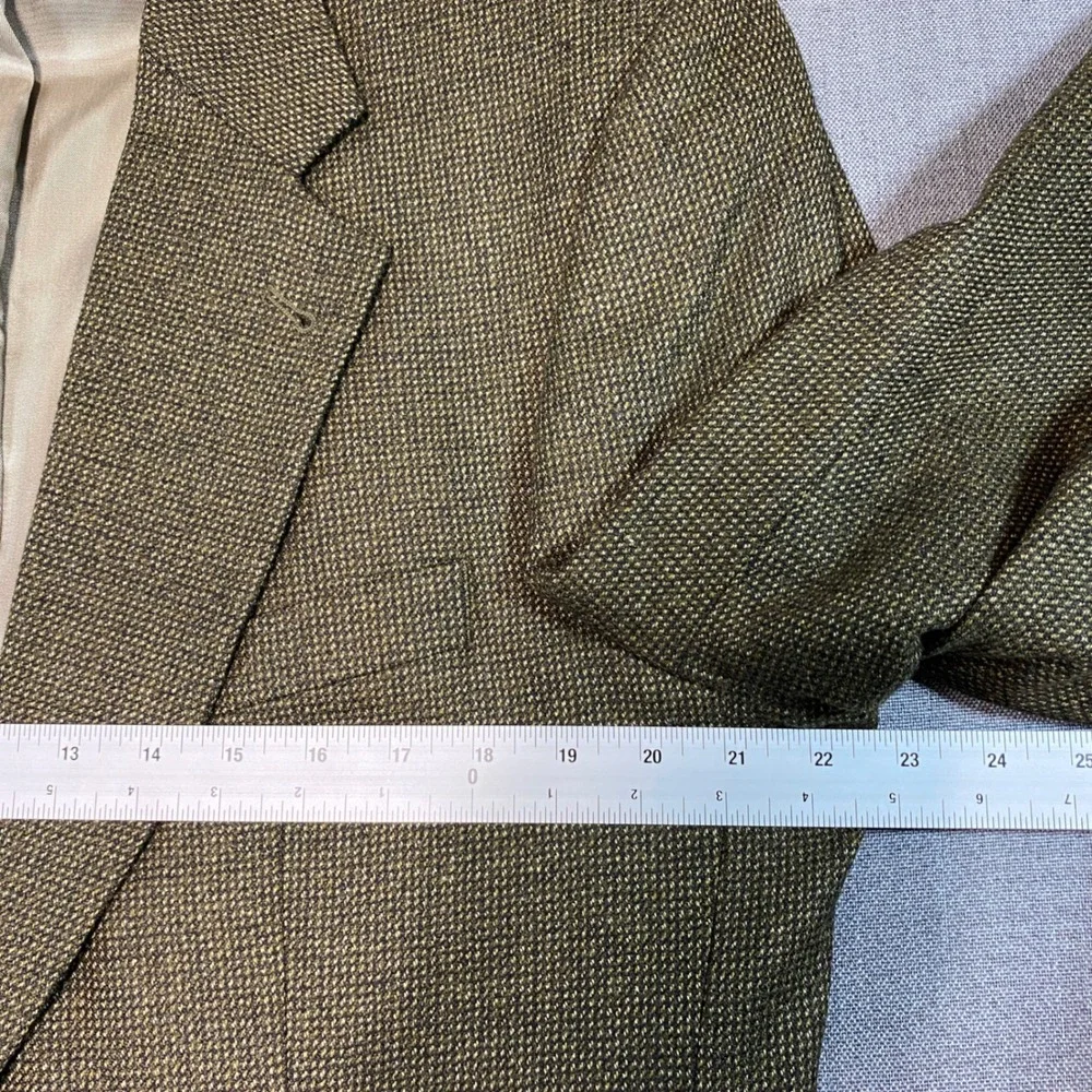 Holbrook Mens 42L Blazer Jacket 100% Lambswool Olive Green‎ Micro Check 4215